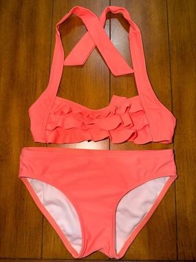 Girls' Coral Ruffle Bikini Two-Piece